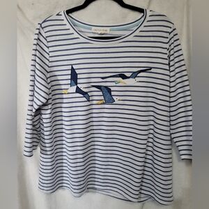 Cactus + Pearl Women's Seagull Striped Pull-On Top Size Medium